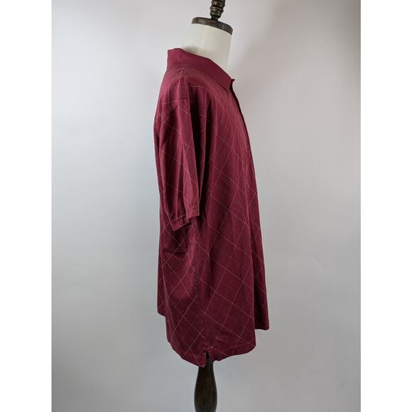 Jos A Bank Leadbetter Golf Mens XL Polo Shirt Maroon Red Argyle Heavy Athletic - Picture 4 of 9